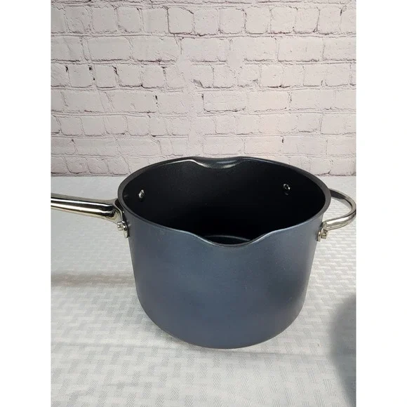PAMPERED CHEF BRILLIANCE 4 QT. Blue /Green Metallic NON-STICK SAUCE PAN W/ LID - Picture 4 of 12